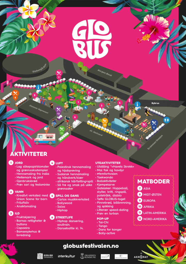 Aktivitetskart over Globusfestivalen 2018